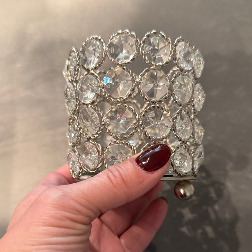 Crystal Silver Candle Holder